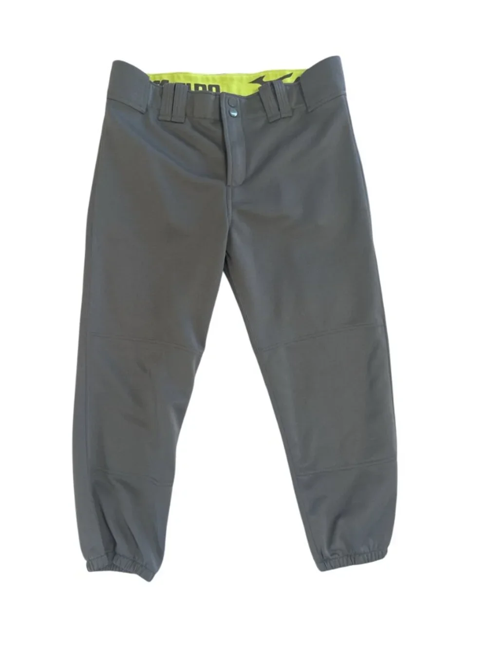 Mizuno Softball Pants Belted Girls Size Youth Medium Gray Elastic Bottom
